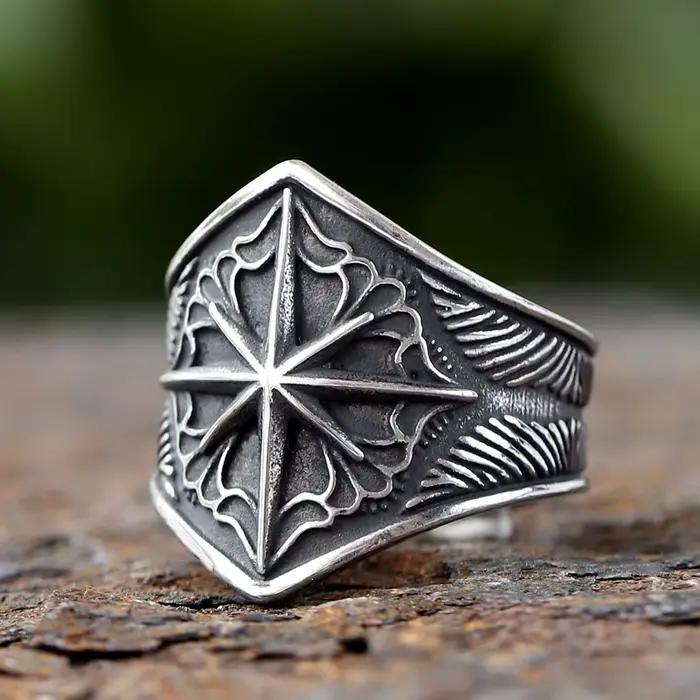 Bague étoilée en acier inoxydable 316L pour hommes, Punk Rock Rap pour motard, petit ami, Mariner, b