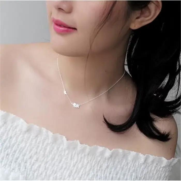 Style européen bijoux de mode nouveau petit éléphant 925 en argent Sterling mignon Animal cristal clavicule chaîne pendentif colliers XL214