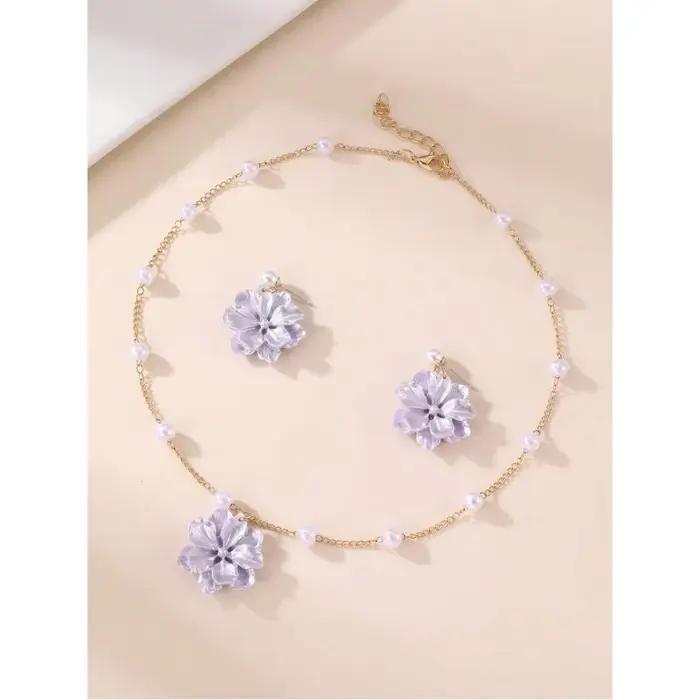 Ensemble de bijoux floraux et perlés pour filles