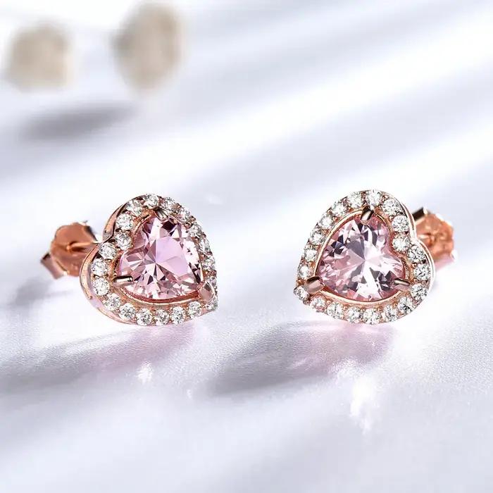 Boucles d'oreilles roses plaquées or Rose