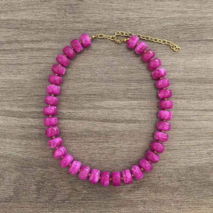 Collier Ras Du Cou En Résine Et Acier Inoxydable Plaqué Or PVD Pour Femme Occasions Spéciales Audacieux Style Statement