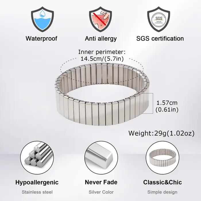 Bracelets élastiques en acier inoxydable pour hommes et femmes