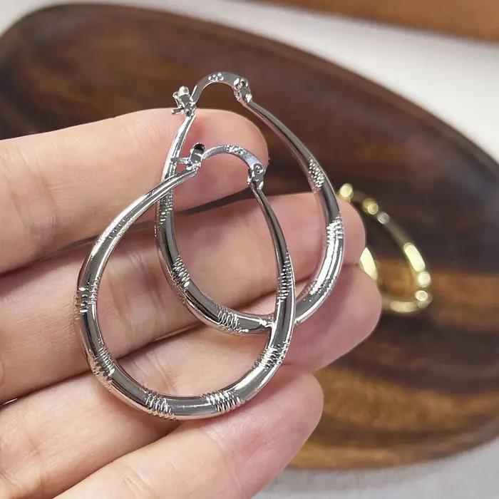 BF CLUB 925 boucles d'oreilles en argent Sterling pour les femmes à la mode Simple grand ovale or boucle d'oreille bijoux prévenir l'allergie accessoires de fête