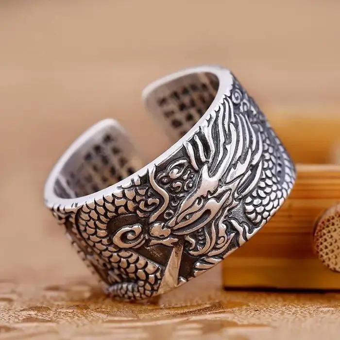 Anneau Pan Dragon en argent plaqué bague de cocktail classique rétro pour hommes occasions formelles banquets