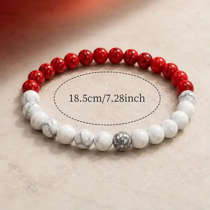 Bracelet extensible perlé rouge et blanc Y2K moderne pour homme et femme polyvalent pour tous les jours et occasions spéciales
