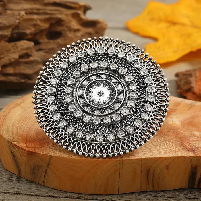 Grand anneau rond ethnique Antique en or pour femmes