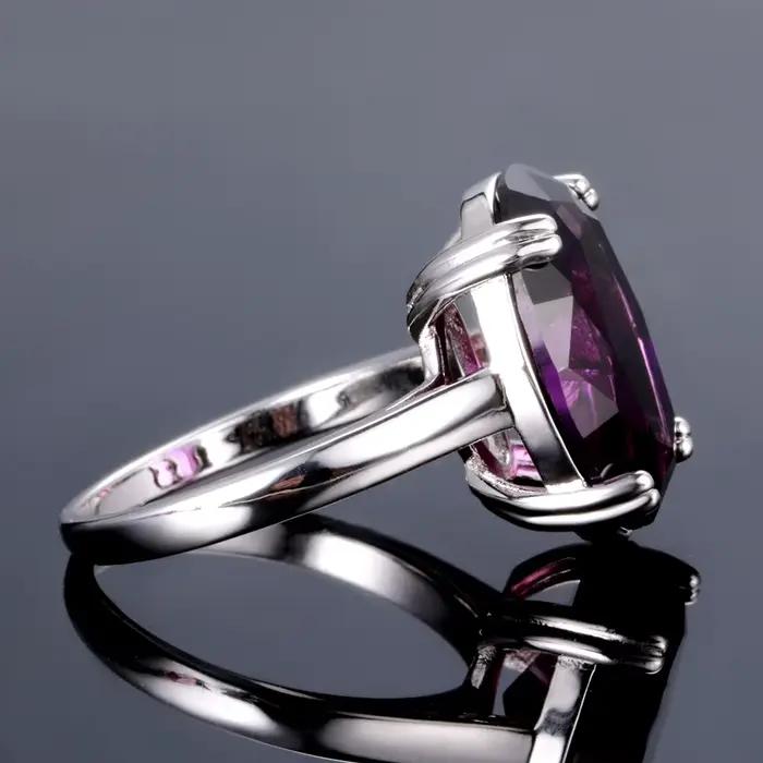 Bague ovale en argent améthyste naturelle pour femmes