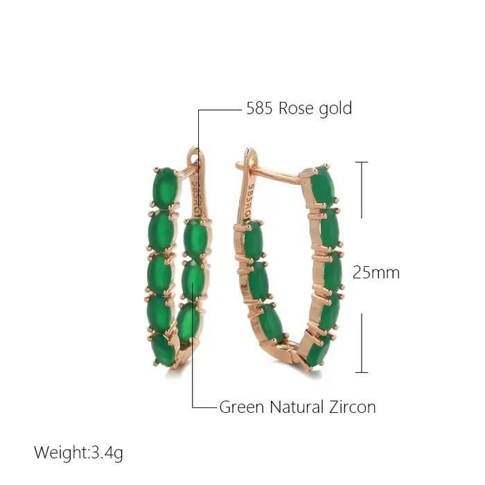 SYOUJYO – boucles d'oreilles longues en Zircon naturel vert pour femmes