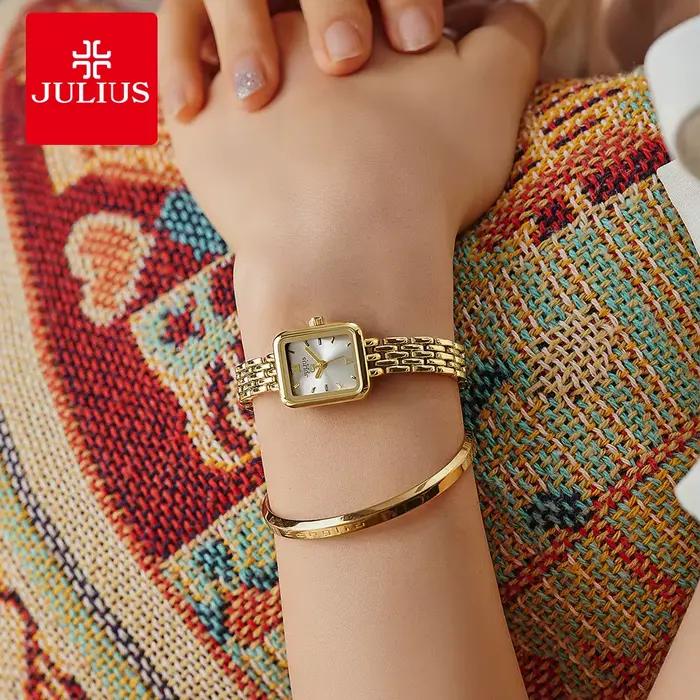 Montre Julius pour femme Bracelet en acier inoxydable pour femme Cadeau de luxe Montre Touristes-couche Cadran Mode Montre JA-771