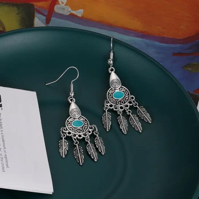 Boucles d'oreilles ethniques à géométrie Triangle pour femmes