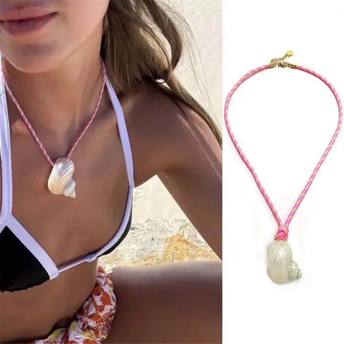 Nique – collier avec pendentif en coquillage, à la mode, Style vacances océan, Design européen et américain, accessoire cadeau pour femmes