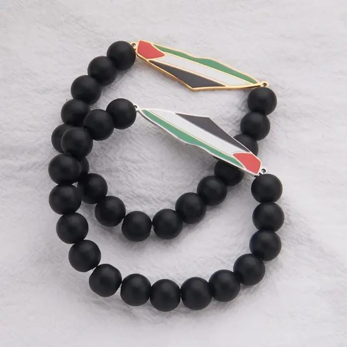 HNSP Palestine Bracelet de perles pour hommes chaîne à main en acier inoxydable