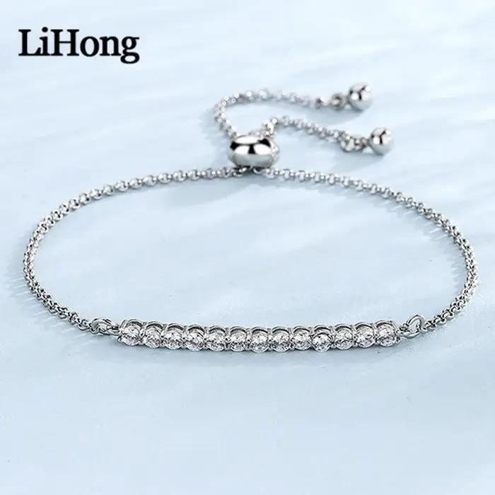Bracelet tennis en argent sterling 925 avec cristaux de zircon
