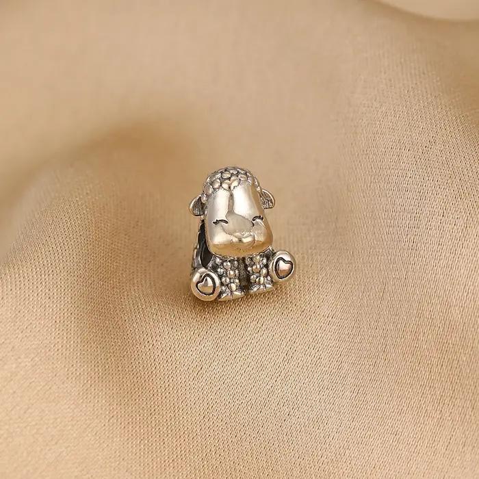 Argent 925, en forme de cœur, perle de brebis, fleur de lotus, pendentif, accessoire DIY adapté aux