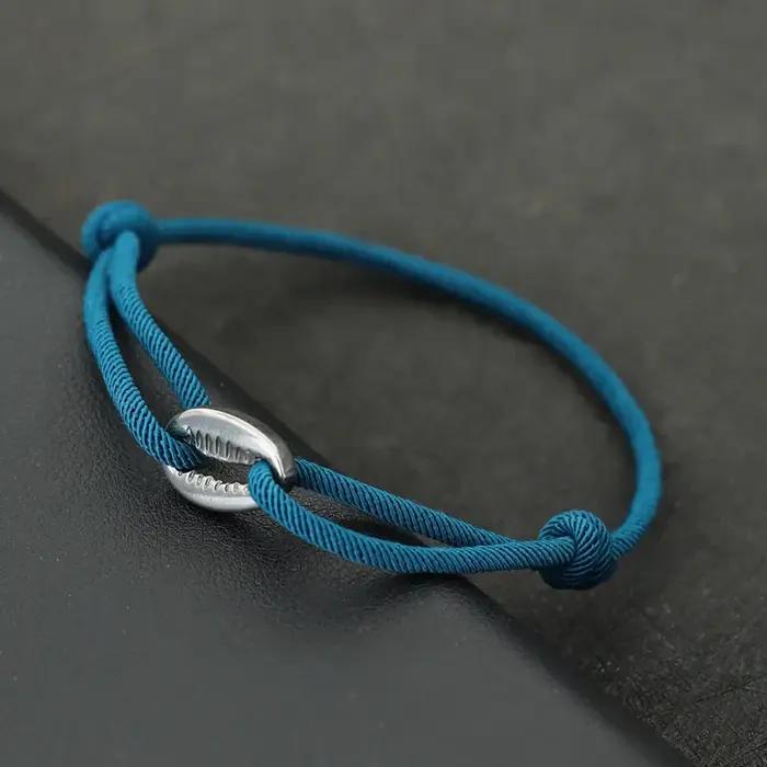 Bracelet en macramé en corde tissée à la main pour hommes, réglable, en Nickel, coque noire, pour l'été, la plage, le surfeur, Pulseira Corda Masculina