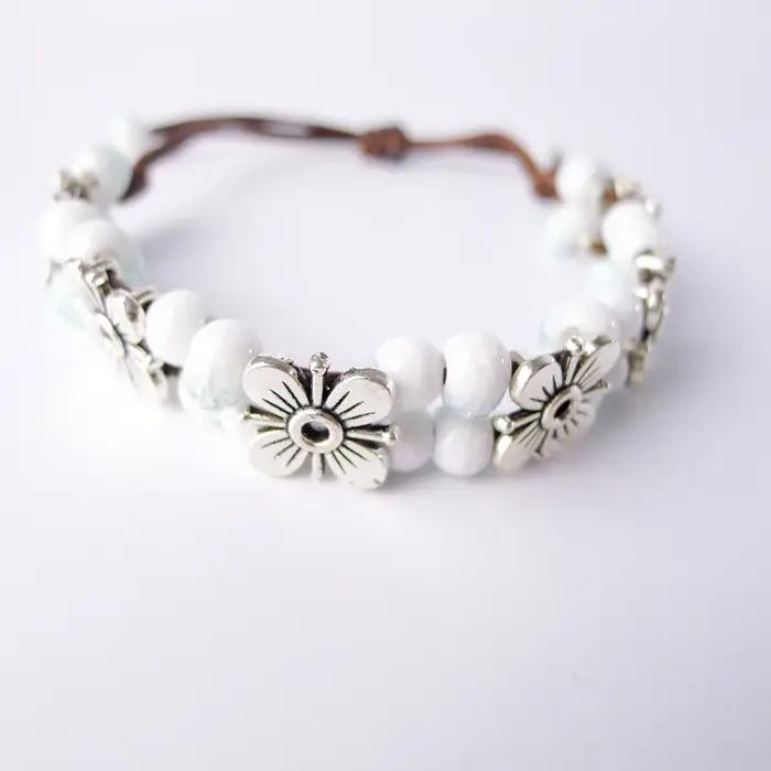 Bracelets en perles de céramique pour femmes, faits à la main, style bohème