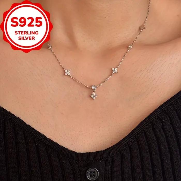 Collier trèfle à quatre feuilles porte-bonheur en argent S925