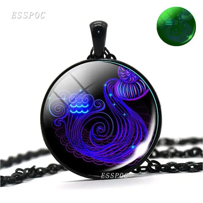 Collier Cabochon en Verre avec 12 Signes du Zodiaque
