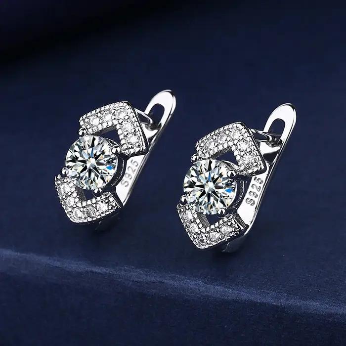 Boucles d'Oreilles en Argent Sterling 925, Bijoux Rétro de Haute Qualité, Motif Simple, Violet, Blanc, Zcomprend, Offre Spéciale