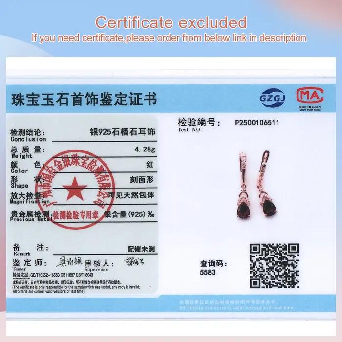 Boucles d'oreilles en argent Sterling 925 serties de grenats rouges naturels pour femmes pour les occasions spéciales comme les anniversaires et les mariages