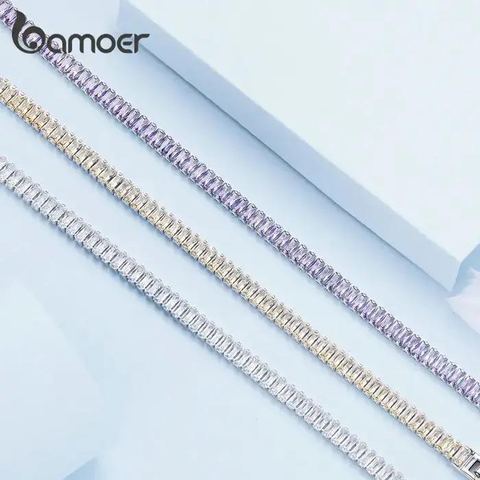 Bamoer – Bracelet carré brillant en Zircon pour femmes