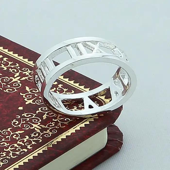 Bague ronde en argent Sterling 925 avec chiffres romains, taille 5-10, accessoires de bijoux à la mode pour femmes, cadeau romantique pour fête de fiançailles