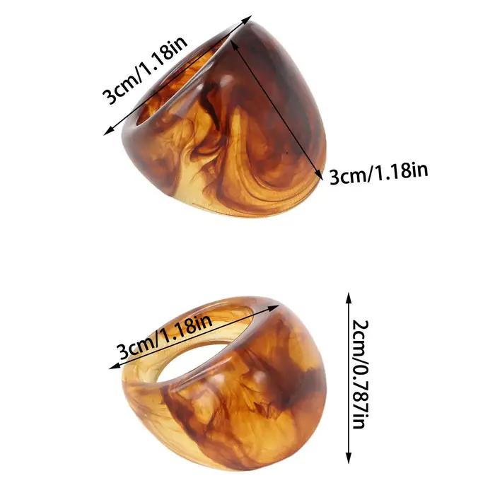 Anneaux acryliques transparents de couleur ambre pour femmes