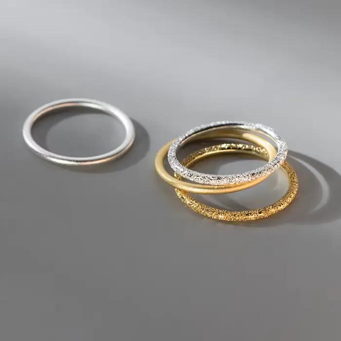 WANTME 999 bague en argent Sterling Premium mat minimaliste pour femmes hommes mode Couple scintillant INS bijoux accessoires