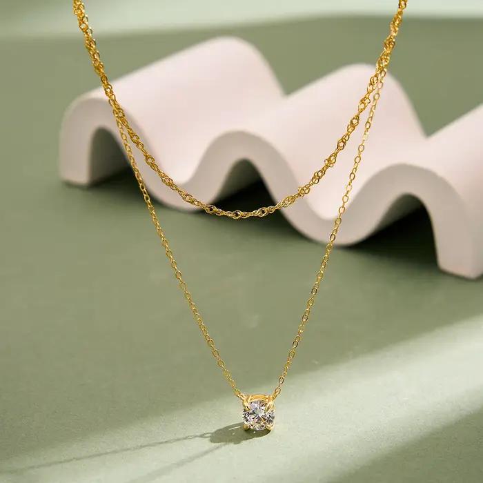 KISS MANDY – collier à chaîne superposée délicate en argent Sterling 925