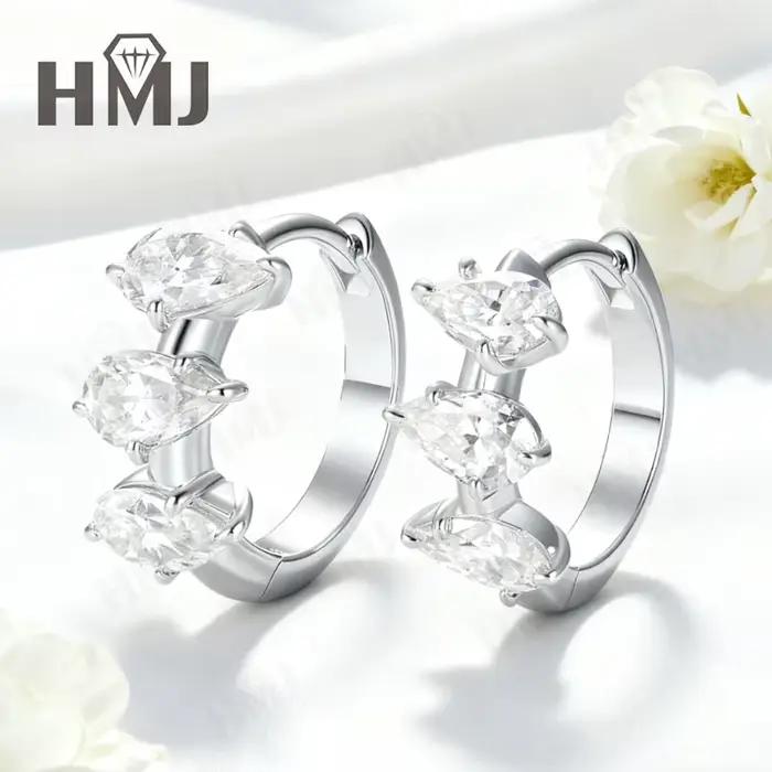 Boucles d'oreilles en moissanite cyan rubis cultivé en laboratoire 2,1 carats, argent S925, or 14K, taille poire, couleur D, bijoux cadeau pour mariage ou anniversaire