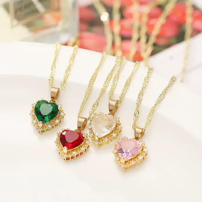 Collier CARLIDANA Lana Del Rey exquis princesse assortiment rubis cristal coeur élégant pour femmes occasions spéciales