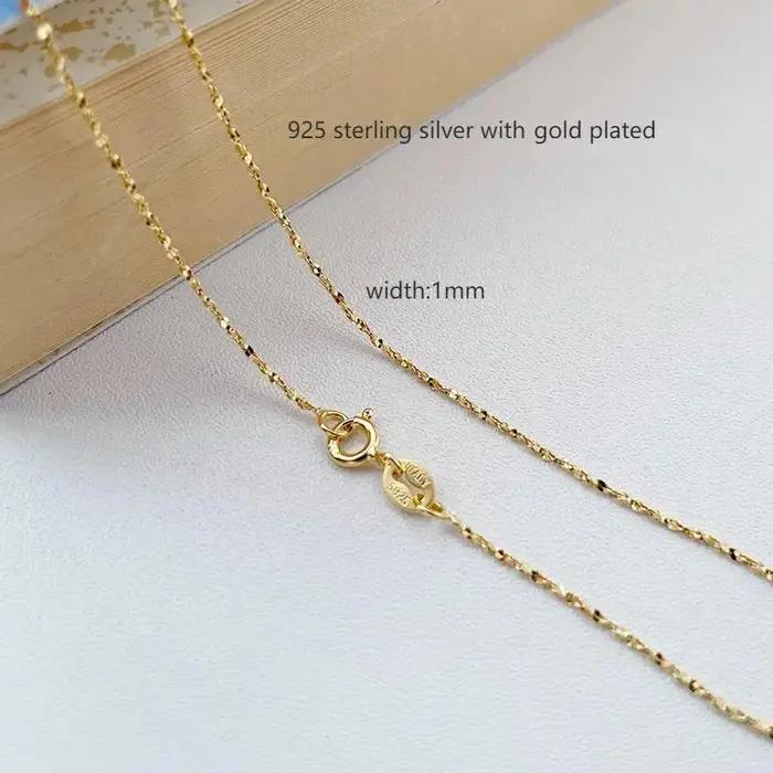 1mm mince 925 en argent Sterling couleur or ciel étoile lien chaîne Collier pour femmes filles bijoux Collares Kolye