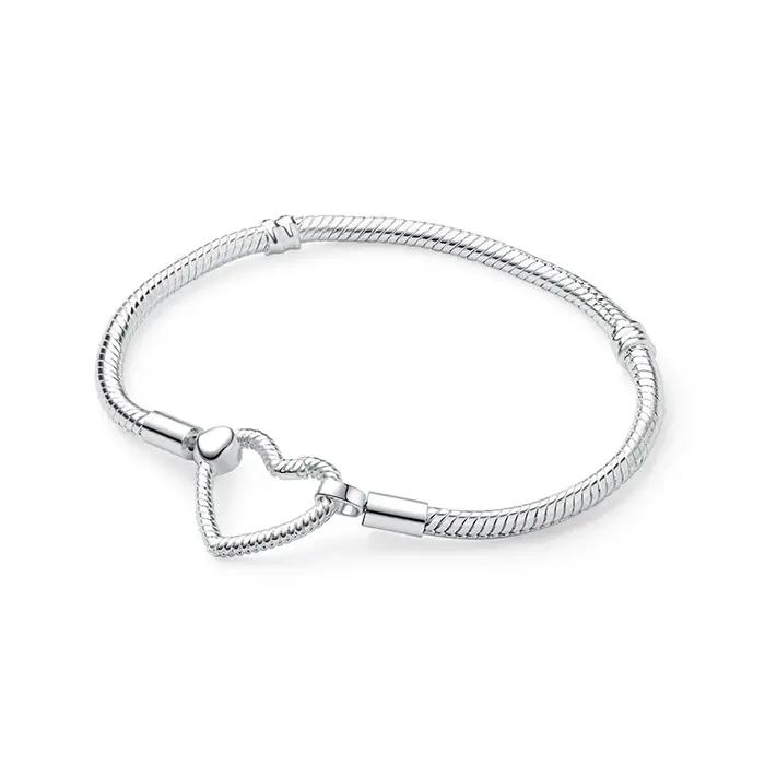 Original 925 Bracelets en argent Sterling amour coeur lune fleur papillon pavé CZ Bracelets pour fem