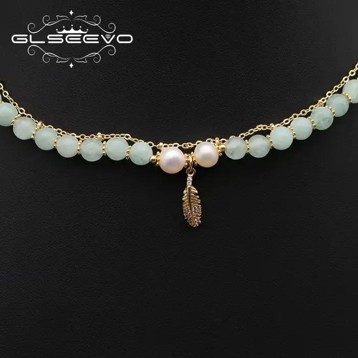 GLSEEVO – collier de perles naturelles émeraude pour femmes