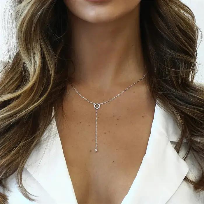 CANNER réel 925 bijoux en argent Sterling collier circulaire Zircon pendentif clavicule chaîne gland conception