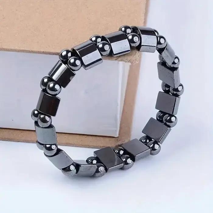 Bracelet en pierre de calcul biliaire noir pour hommes et femmes élégant bracelet magnétique de bien-être pour occasions quotidiennes et spéciales