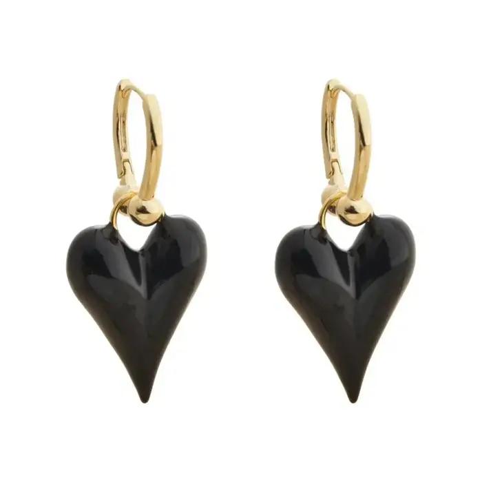 Boucles d'oreilles pendantes en forme de cœur en émail pour filles et femmes