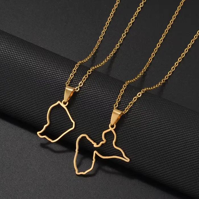 Collier pendentif carte de la Guyane française 973, Guadeloupe, Mayotte, 1 pièce, pour femme, bijoux en acier inoxydable # 593762