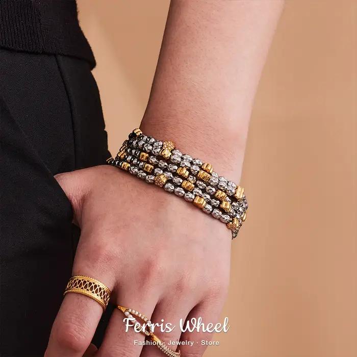 Bracelet chaîne de perles étoile en argent doré pour femmes
