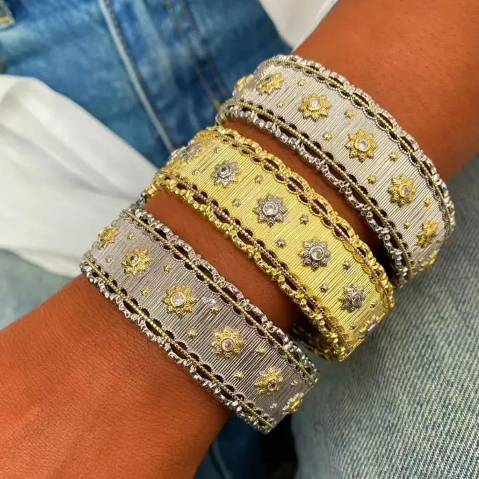 Ensemble de bracelets et bagues Buchi rétro en zirconium avec finition brossée et support de tension pour homme et femme style punk occassions spéciales