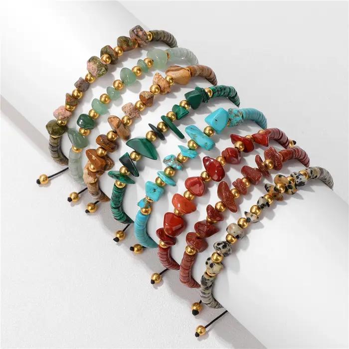 Bracelet de Perles d'Aventurine Verte en Pierre Naturelle