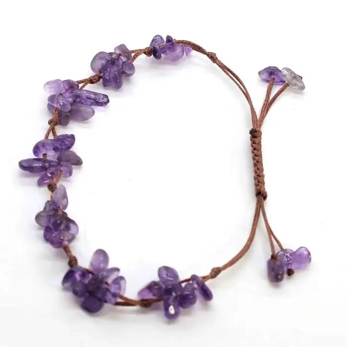 Bracelets tressés en pierre de cristal macramé pour femmes et filles