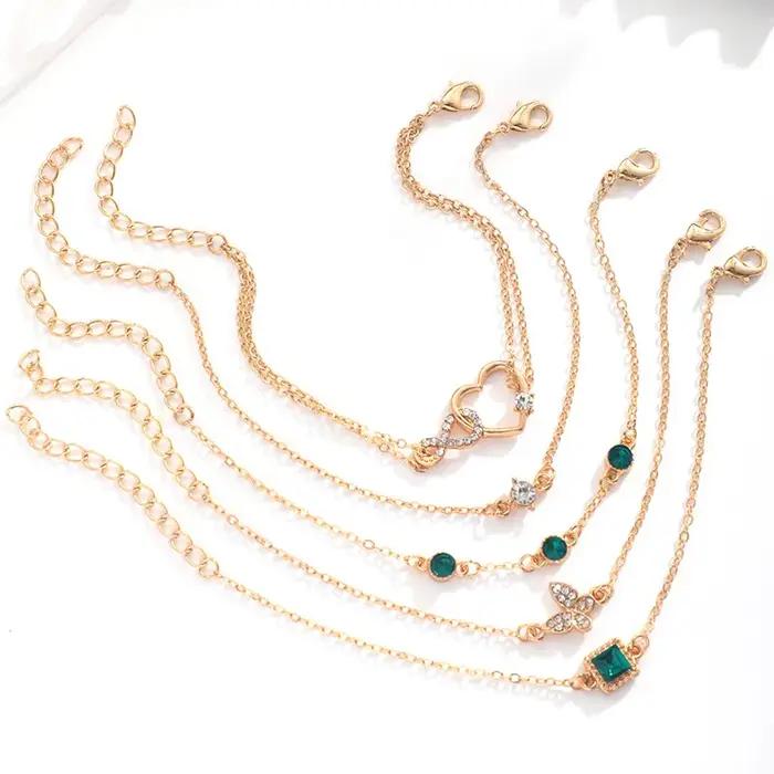Ensemble de 5 bracelets vintage avec strass étincelants motifs infinis et géométriques bracelets chaîne et maillons pour femmes occasions spéciales