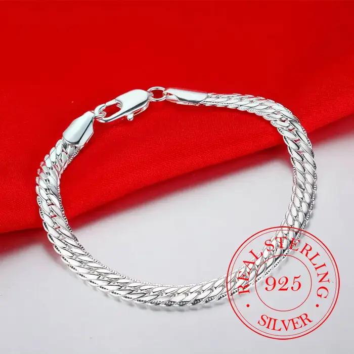Bracelet en argent regardé 925 pour hommes et femmes