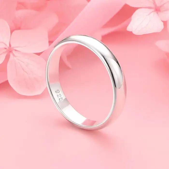 Bague Polie Simple en Argent Sterling 925 pour Femmes Élégante Alliance de Mariage Occasion Spéciale