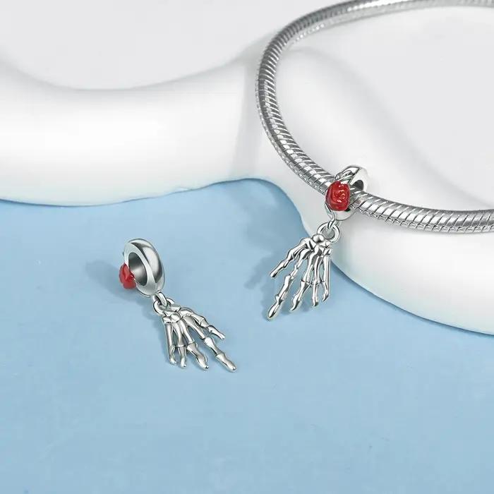 Breloques créatives en argent pur pour bracelets : Verre à vin
