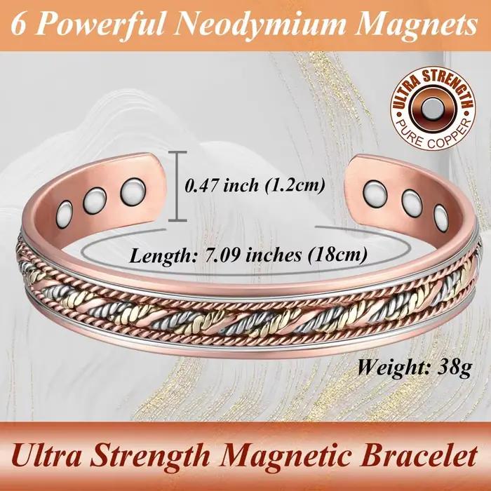 Bracelet en cuivre plaqué antique pour femme avec design géométrique et fonction de suivi de fitness et de sommeil pour les occasions spéciales