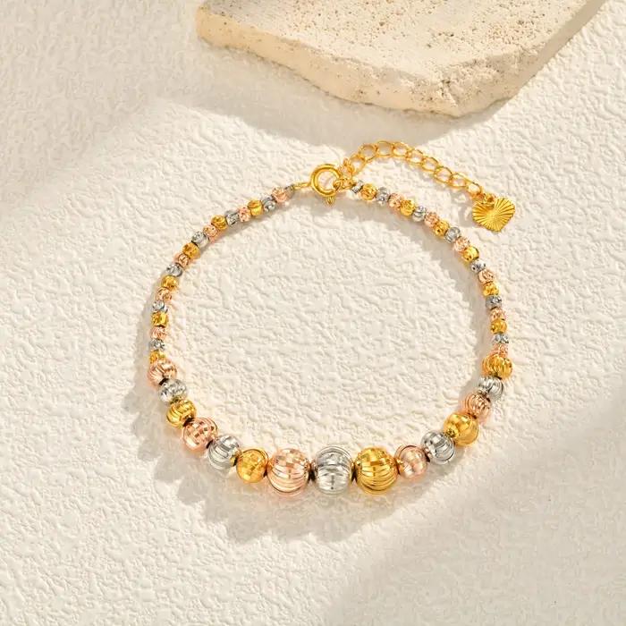 Bracelet de perles de luxe à texture tricolore pour femmes
