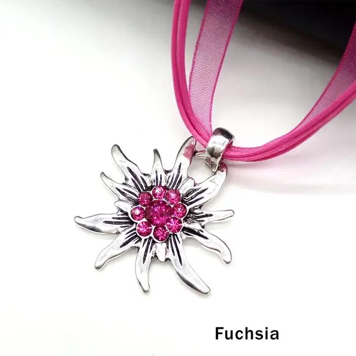 Collier avec pendentif en forme de fleur Edelweiss pour femme, bijou Vintage autrichien, vente en gros