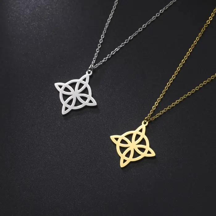 Collier avec pendentif nœud de sorcière en acier inoxydable